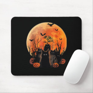 Black Cats Full Moon Funny Animal Pet Lover Hallow Mouse Mat