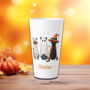 Black Cats Ghosts Halloween Latte Mug