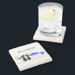 Black Cats Greek Scene Personalised Stone Coaster<br><div class="desc">Stone coaster black cats against Greek background design. You can customise this coaster with any text of your choice. Should you require any help with customising then contact us through the link on this page. Cats against a Greek background design personalised coaster</div>