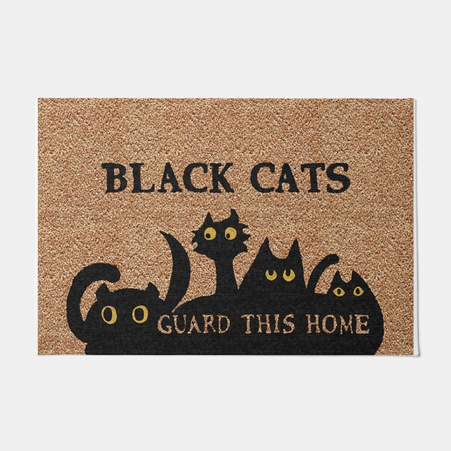 Black Cats Guard This Home Doormat (Front)