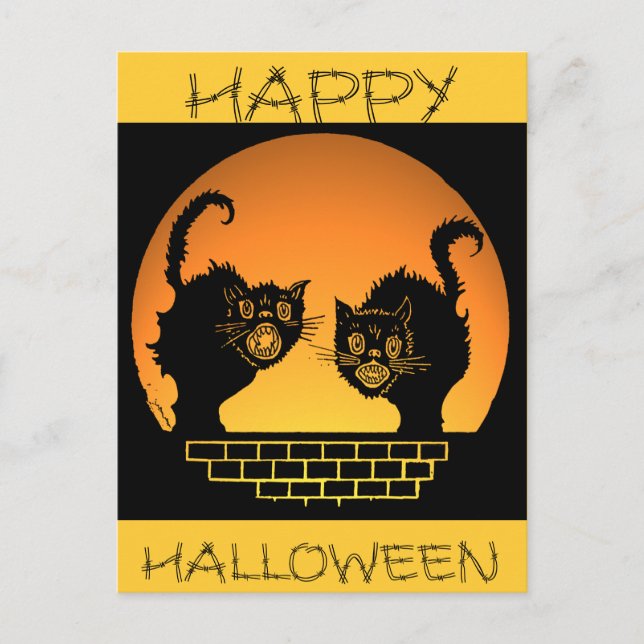 Black Cats Halloween Design Postcard (Front)