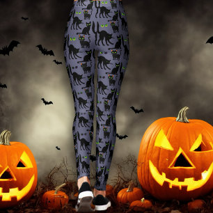 Black Cats Halloween Grey Leggings