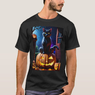 Black Cats Halloween - Halloween Cat on Jackolante T-Shirt