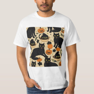 black cats halloween horror gifts funny boo 2024 T-Shirt