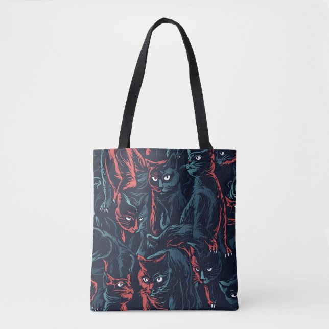 Black Cats Halloween Tote Bag (Front)