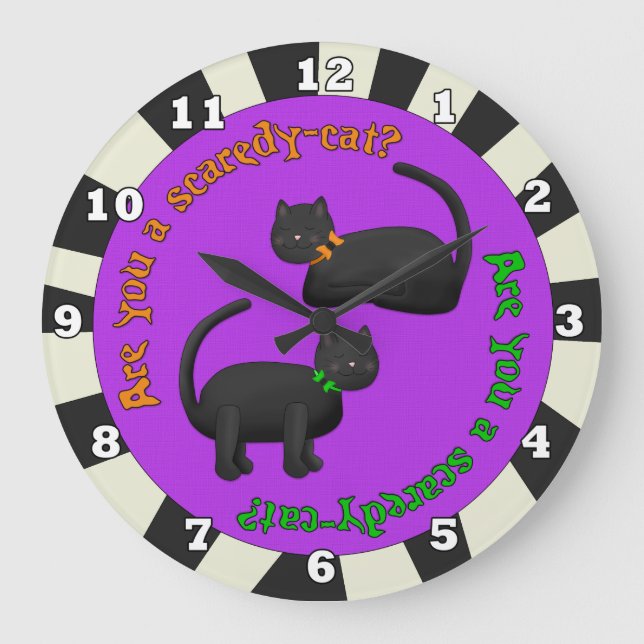 Black Cats Halloween Wall Clock (Front)