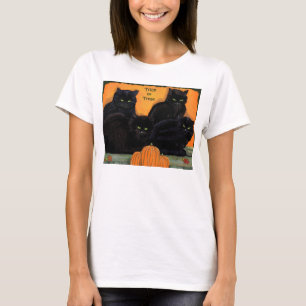 Black Cats Halloween women's baby doll tee