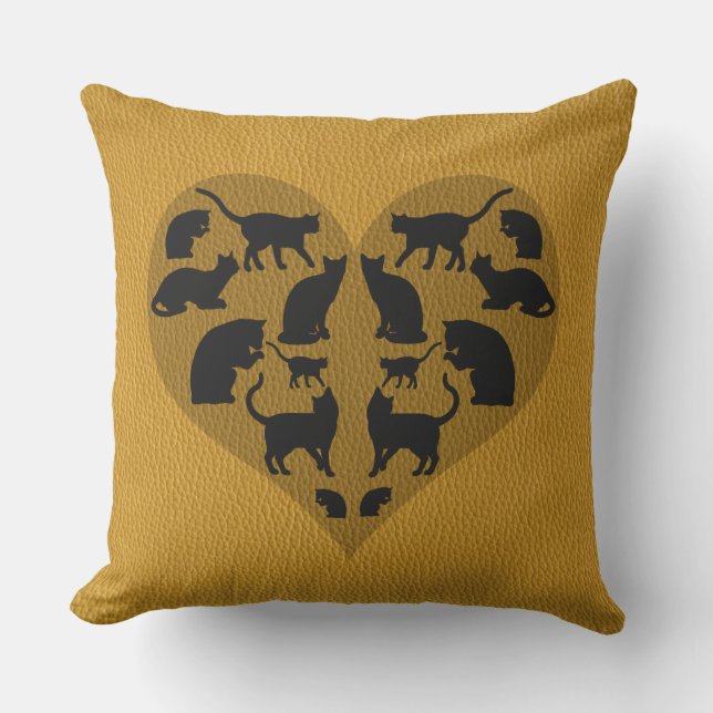 Black Cats Heart Cushion (Front)