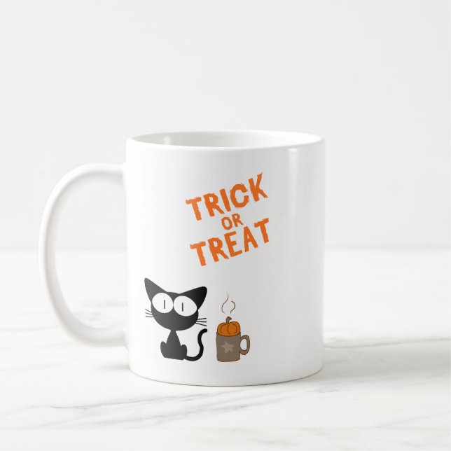 Black Cats, Hot Coffee & Halloween Vibes Mug (Left)