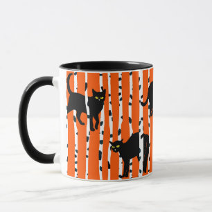 Black Cats in Birch Forest Halloween Mug