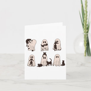 Black Cats In Ghost Costume - Cute Ghost Cat Hallo Card