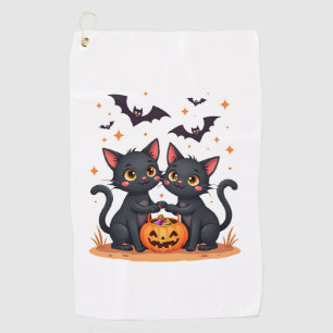 Black Cats in Ghost Costume - Cute Women and Men H Golf Towel