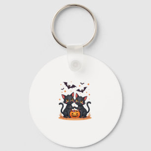 Black Cats in Ghost Costume - Cute Women and Men H Key Ring