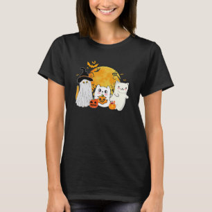 Black Cats In Ghost Costume Cute Women And Men Hal T-Shirt
