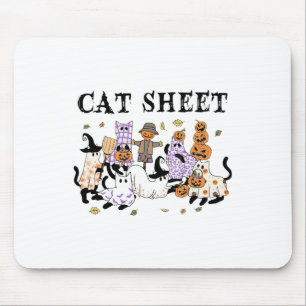 Black Cats In Ghost Costume Funny Cat Sheet Hallow Mouse Mat