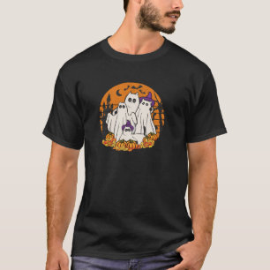 Black Cats in Ghost Costume Halloween Pumpkin Cute T-Shirt