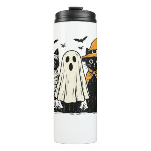 Black Cats in Halloween Costumes � Ghost, Witch, a Thermal Tumbler