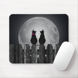 Black Cats in Moonlight Mouse Mat