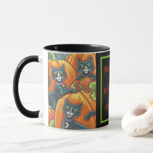 BLACK CATS IN PUMPKIN PATCH HALLOWEEN MUG