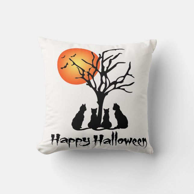 Black Cats In The Moonlight Cushion (Front)
