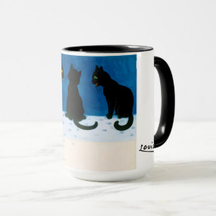 Black Cats in the Snow, Louis Wain Mug