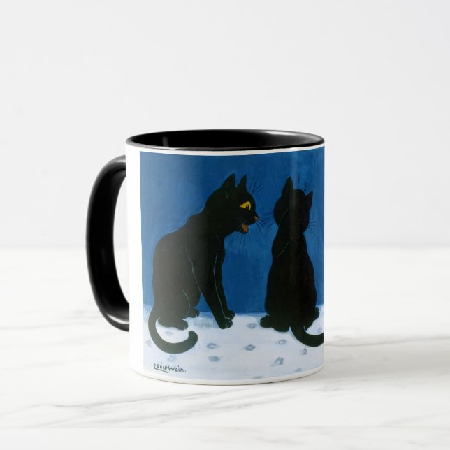 Black Cats in the Snow, Louis Wain Mug (Front Left)