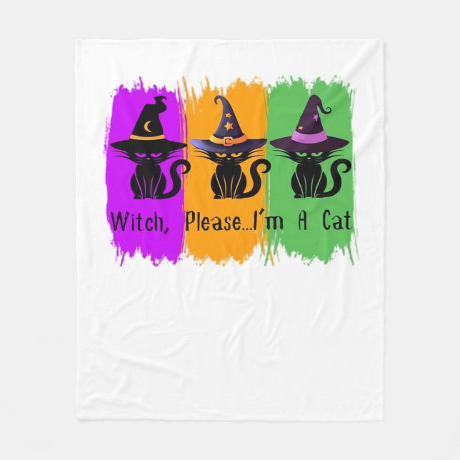 Black Cats In Witch Hats Essential T-Shirt Fleece Blanket (Front)