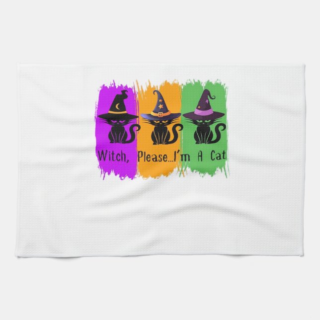 Black Cats In Witch Hats Essential T-Shirt Tea Towel (Horizontal)