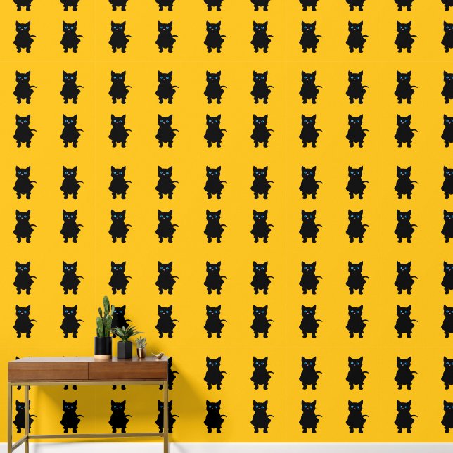 black cats in yellow wallpaper (Hallway)