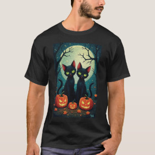 Black Cats & Jack-O'-Lanterns Under the Full Moon T-Shirt