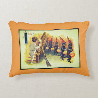 Black Cats Jolly Halloween Vintage Halloween Card Decorative Cushion