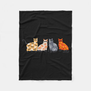 Black Cats Kitten Kitty Pumpkin Scary Spooky Ghost Fleece Blanket