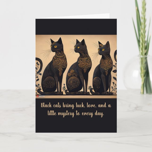 Black Cats Lover Folded Greeting Card (Front)