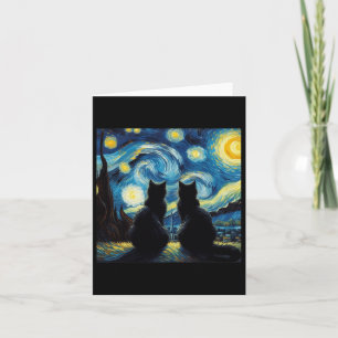 Black Cats Lover Starry Night Van Gogh Cat Mum Cat Card