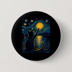 Black Cats Lover Starry Night Vincent Van Gogh 6 Cm Round Badge