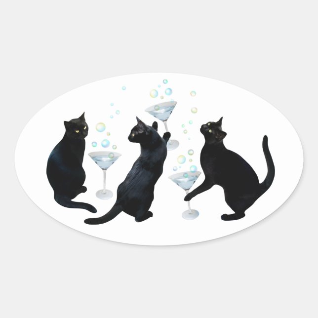 Black Cats Martinis Stickers (Front)