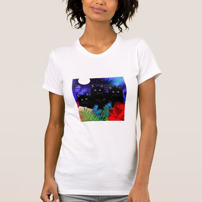 BLACK CATS MOON GARDEN T-Shirt (Front)