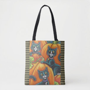 BLACK CATS, MOUSE, JACKS, HALLOWEEN SHOULDER TOTE BAG