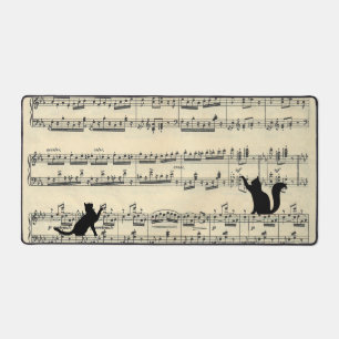 Black Cats on Sheet Music Desk Mat