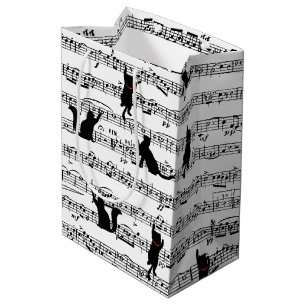 Black Cats On Sheet Music   Medium Gift Bag