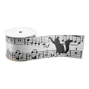 Black Cats On Sheet Music Satin Ribbon