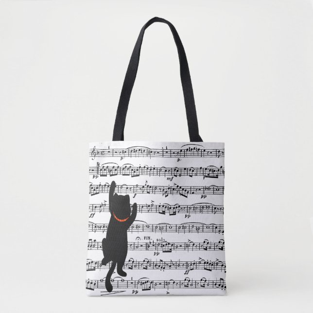Black Cats On Sheet Music  Tote Bag (Front)
