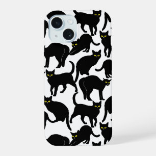 Black Cats on White iPhone 15 Case