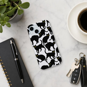 Black Cats on White iPhone 15 Case
