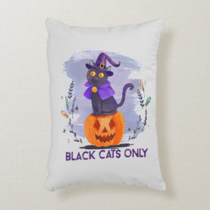 Black Cats Only – Witch Cat on Jack-O’-Lantern Decorative Cushion