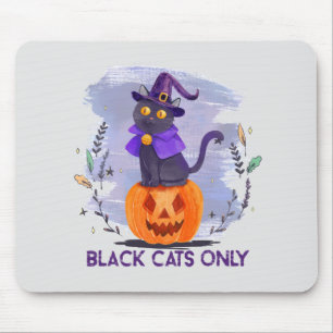 Black Cats Only – Witch Cat on Jack-O’-Lantern Mouse Mat