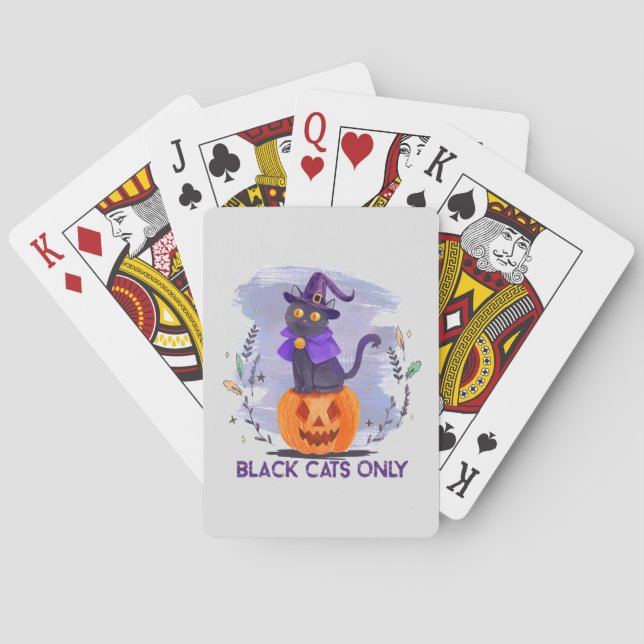 Black Cats Only – Witch Cat on Jack-O’-Lantern Playing Cards (Back)