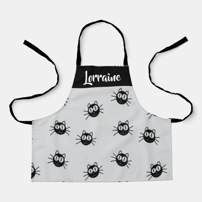 Black cats pattern apron (Front)