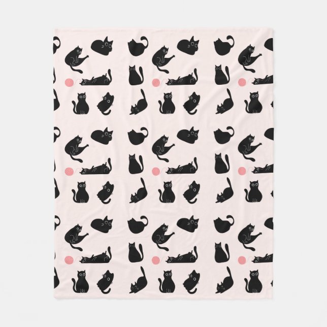Black Cats Pattern Fleece Blanket (Front)