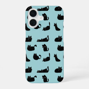 Black Cats Pattern iPhone 16 Case